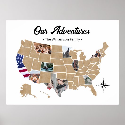 家族旅行アドベンチャーUSAフォトコラージュ ポスター (正面)