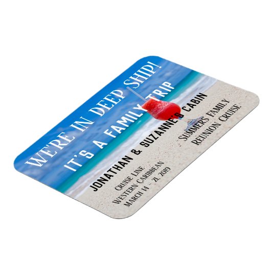 家族旅行カスタムビーチ深い出荷パーソナライズ マグネット (左側)