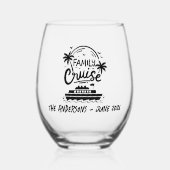 家族旅行パーソナライズされた ステムなしワイングラス (正面)