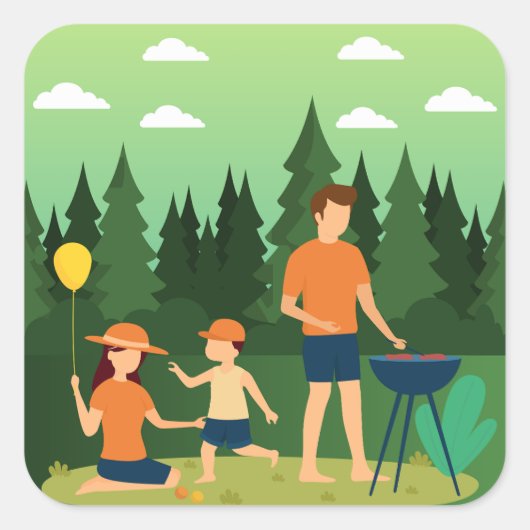 家族旅行 スクエアシール (正面)