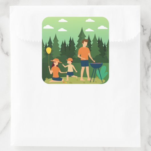 家族旅行 スクエアシール (バッグ)