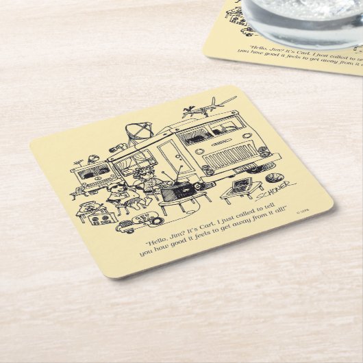 家族旅行 スクエアペーパーコースター (アングル)