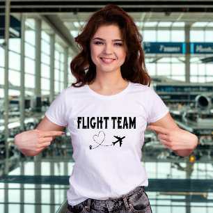 家族旅行 ブラック フライトチーム エアプレーン Tシャツ