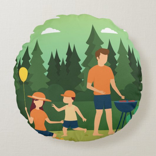 家族旅行 ラウンドクッション (正面)