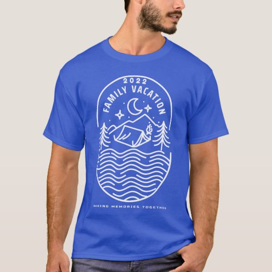 家族旅行 2022 キャンプ 湖 夜 星空観察 re tシャツ (正面)