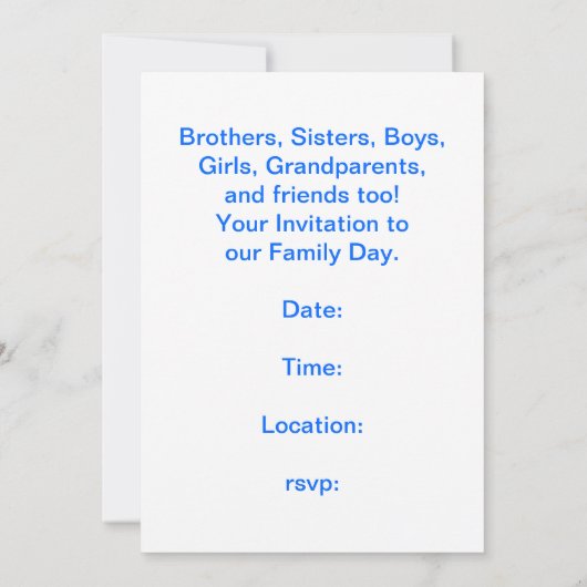 家族日の招待状 招待状 (裏面)