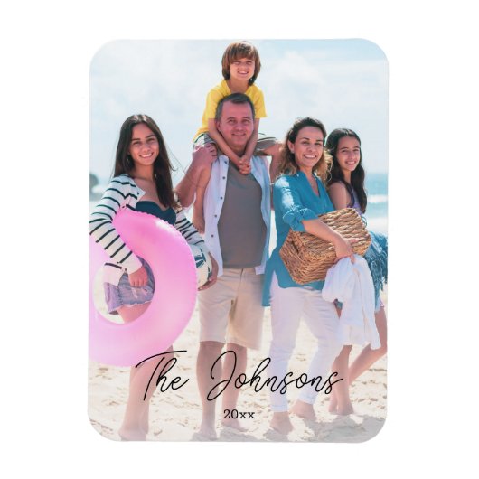 家族日モダン写真名カスタム冷蔵庫 マグネット (縦)