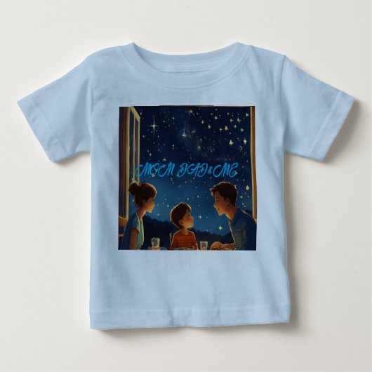 家族星座T型 – ママ、パパ、および星空 ベビーTシャツ (正面)