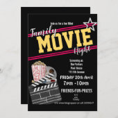 家族映画夜、フィルムのパーティーPTAのイベントPTO 招待状 (正面/裏面)