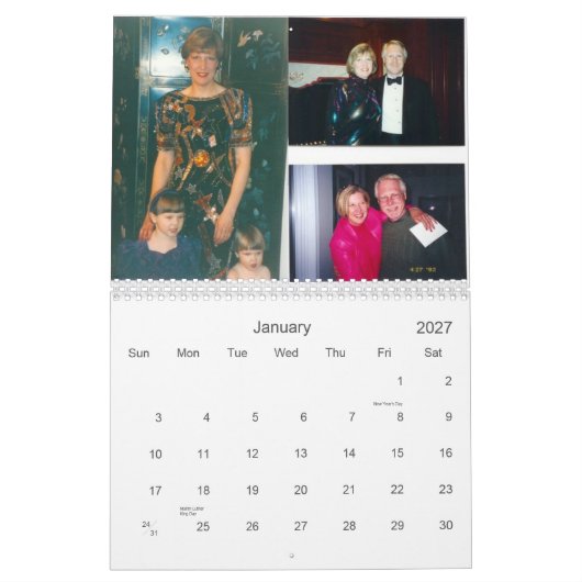 家族暦 カレンダー (1月 2027)