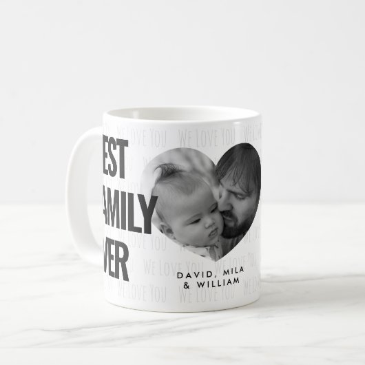 家族最高の写真コラージュとカスタム文字 コーヒーマグカップ (正面左)