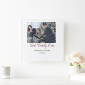 家族最高の追加の姓写真の日付 スクエア壁時計 (ホーム)