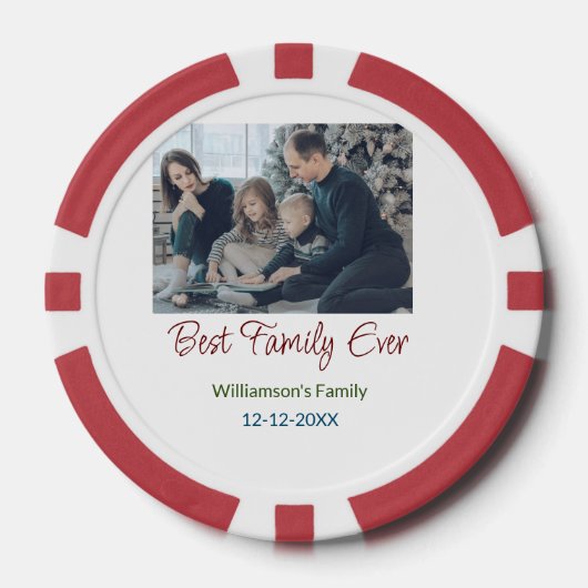 家族最高の追加の姓写真の日付 ポーカーチップ (正面)