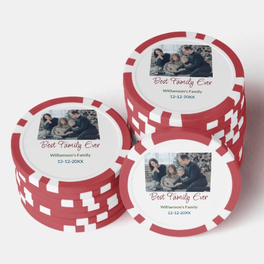 家族最高の追加の姓写真の日付 ポーカーチップ (積み重ね)