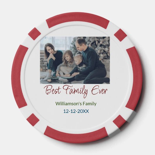 家族最高の追加の姓写真の日付 ポーカーチップ (裏面)