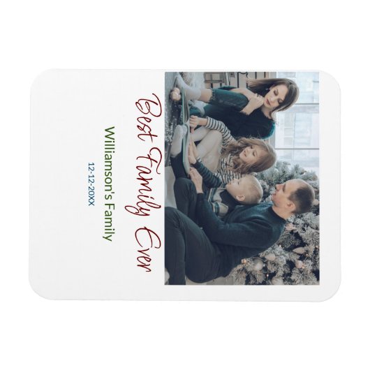 家族最高の追加の姓写真の日付 マグネット (横)