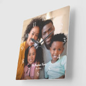 家族母父子娘フォトカスタム スクエア壁時計 (傾斜)