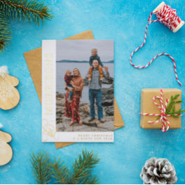 家族渦巻形の名メリークリスマス金ゴールド 箔シーズンカード