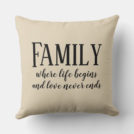 家族生活は愛を決して終えません装飾用クッションを始めません クッション (裏面)