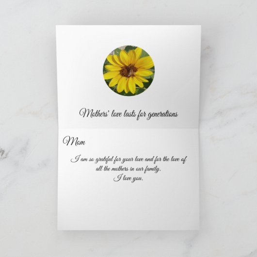 家族産ひまわり及びミツバチの母親の日 シーズンカード (内部)