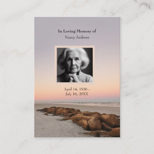 家族用カードから日没葬儀記念祈りの言葉 名刺 (正面)