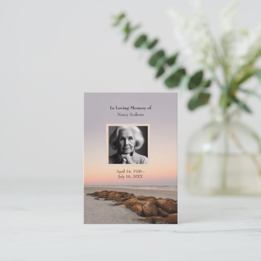 家族用カードから日没葬儀記念祈りの言葉 名刺 (スタンド正面)