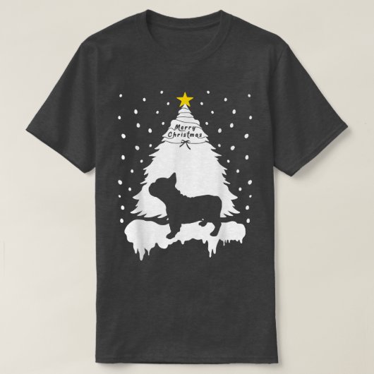 家族男性の女性のためのブルドッグクリスマスツリークリスマス Tシャツ (デザイン正面)