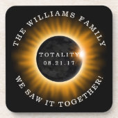 家族皆既食太陽のパーソナライズされた コースター (正面)