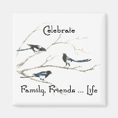 家族祝、友人の生活マグピー鳥アート マグネット (正面)