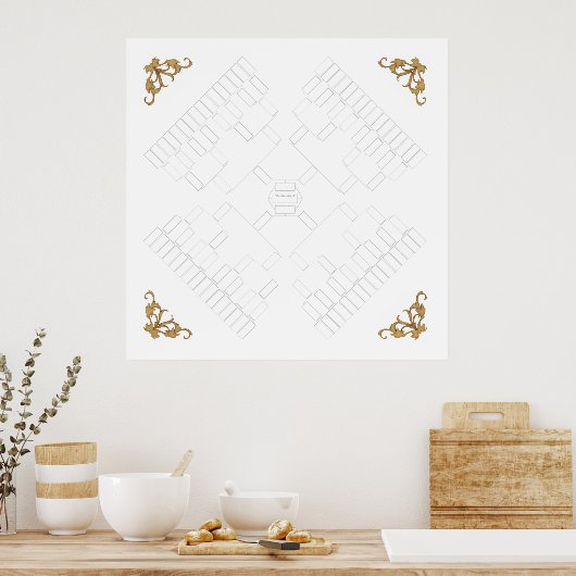 家族空白のの木4ウェイの系譜(7世代) ポスター (キッチン)