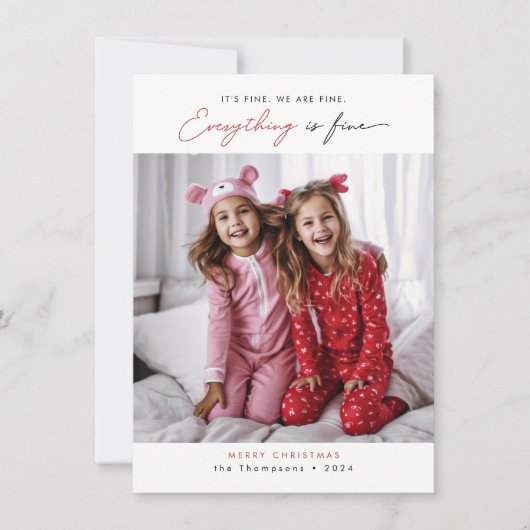 家族笑わされるおもしろいのクリスマスの子供の写真 シーズンカード (正面)