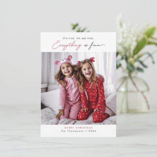 家族笑わされるおもしろいのクリスマスの子供の写真 シーズンカード (スタンド正面)
