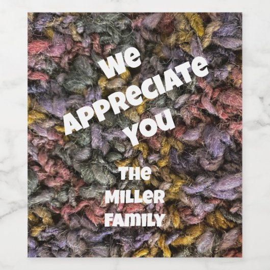 家族糸の家庭的な評価から感謝 ワインラベル (シングルラベル)