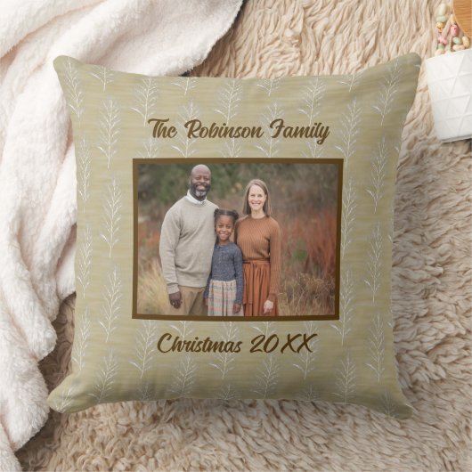 家族素朴のクリスマス写真パーソナライズされた クッション (ブランケット)