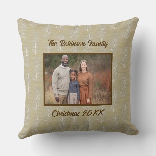 家族素朴のクリスマス写真パーソナライズされた クッション (裏面)