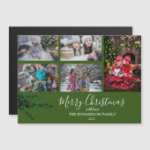 家族素朴コラージュのクリスマス磁気カード (正面/裏面)
