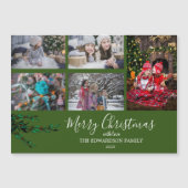 家族素朴コラージュのクリスマス磁気カード (正面)