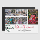 家族素朴コラージュのクリスマス磁気カード (正面/裏面)