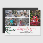 家族素朴コラージュ幸せな新年の磁気 (正面/裏面)