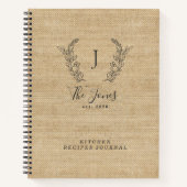 家族素朴モノグラム料理本レシピ ノートブック (正面)