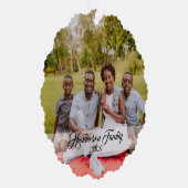 家族素朴写真の両面の喜び平和愛のクリスマス オーナメントカード (右)