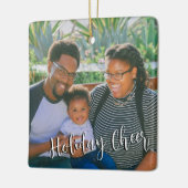 家族素朴写真の両面の喜び平和愛のクリスマス セラミックオーナメント (左)