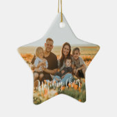 家族素朴写真の両面の喜び平和愛のクリスマス セラミックオーナメント (右)