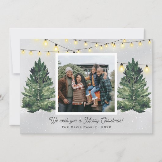 家族素朴写真クリスマスツリーファーム シーズンカード (正面)