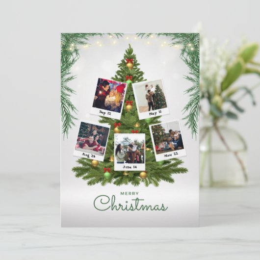 家族素朴写真クリスマスツリーファーム シーズンカード (スタンド正面)