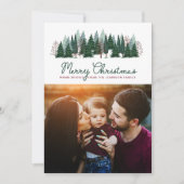家族素朴写真クリスマスパイン シーズンカード (正面)