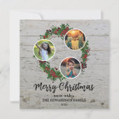 家族素朴写真コラメリーージホリデーカード シーズンカード (正面)