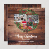家族素朴写真コラメリーージホリデーカード シーズンカード (正面/裏面)