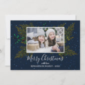 家族素朴写真コラージュMerry Christmasカード シーズンカード (正面)