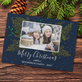 家族素朴写真メリークリスマス磁気カード